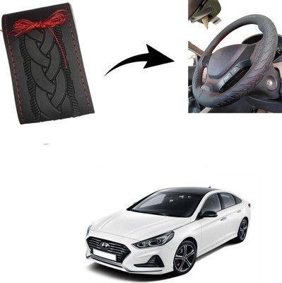 Autoinnovation Hand Stiched Steering Cover For Hyundai Sonata(Black, Leather)