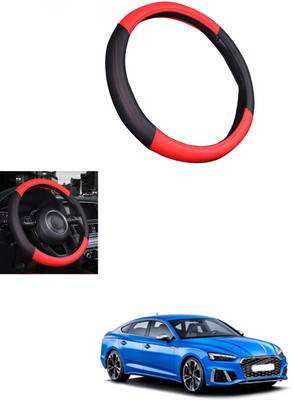 MATIES Steering Cover For Audi S5(Red/Black, Leather)