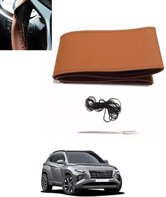 ABJD Hand Stiched Steering Cover For Hyundai Tucson(Tan, Leatherite)