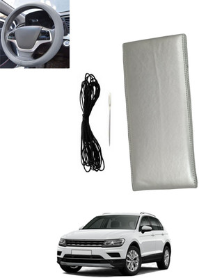 MSNP Hand Stiched Steering Cover For Volkswagen Universal For Car(Silver, Leatherite)