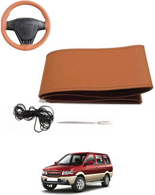 MATIES Hand Stiched Steering Cover For Chevrolet Tavera(Tan, Leatherite)