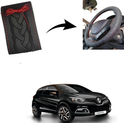Autoinnovation Hand Stiched Steering Cover For Renault Universal For Car(Black, Leather)