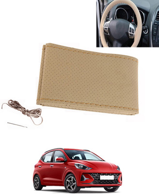 MATIES Hand Stiched Steering Cover For Hyundai Universal For Car(Beige, Leatherite)