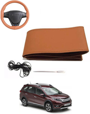 MATIES Hand Stiched Steering Cover For Honda Universal For Car(Tan, Leatherite)