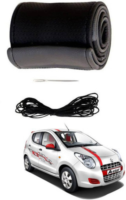 RKPSP Hand Stiched Steering Cover For Universal For Car A-Star(Black/Grey, Leatherite)