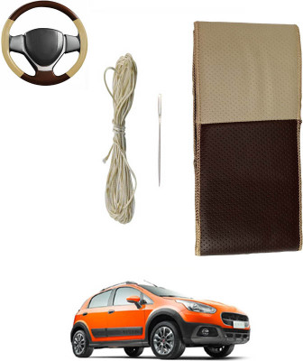 ABJD Hand Stiched Steering Cover For Chevrolet Avventura(Beige, Brown, Leatherite)