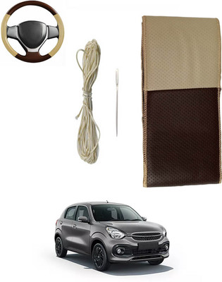 ABJD Hand Stiched Steering Cover For Universal For Car Celerio(Beige, Brown, Leatherite)
