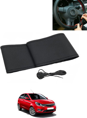 AYW Hand Stiched Steering Cover For Tata Bolt(Black, Leatherite)