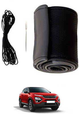 RKPSP Hand Stiched Steering Cover For Tata Universal For Car(Grey, Black, Leatherite)