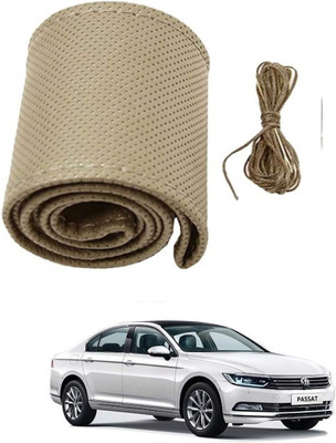 ARNEJA Hand Stiched Steering Cover For Volkswagen Passat(Beige, Leather)