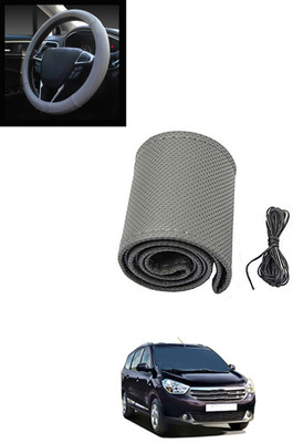 MATIES Hand Stiched Steering Cover For Renault Lodgy(Grey, Leatherite)