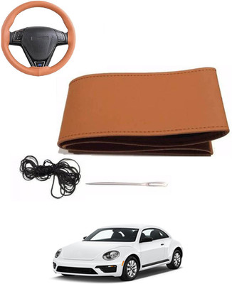 MATIES Hand Stiched Steering Cover For Volkswagen Beetle(Tan, Leatherite)