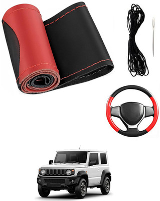 MATIES Hand Stiched Steering Cover For Maruti Universal For Car(Red/Black, Leatherite)