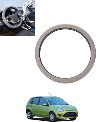 ABJD Steering Cover For Ford Figo(Silver, Leatherite)