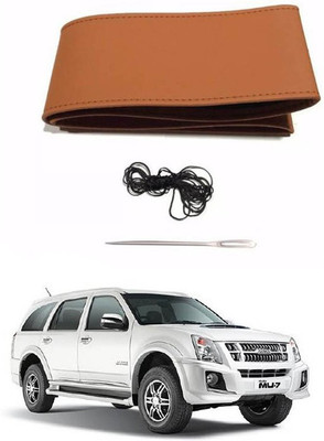 RKPSP Hand Stiched Steering Cover For Universal For Car Universal For Car(Tan, Leatherite)