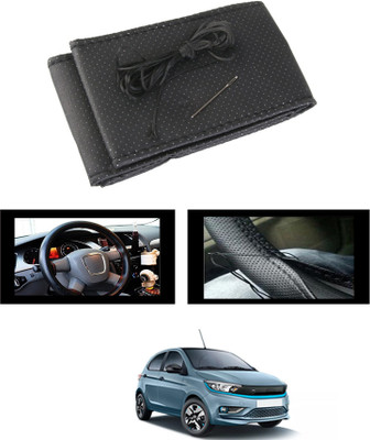 ABJD Hand Stiched Steering Cover For Mahindra Universal For Car(Black, Leatherite)