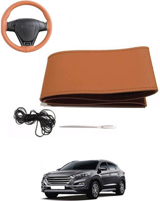 MATIES Hand Stiched Steering Cover For Hyundai Tucson(Tan, Leatherite)