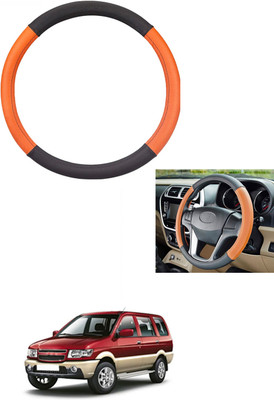 MATIES Steering Cover For Chevrolet Tavera(Tan/Black, Leather)