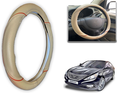 PEEPS STORE Steering Cover For Hyundai Sonata Fluidic(Black, Red, Leatherite)