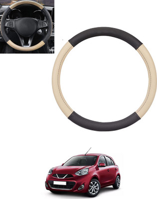 ABJD Steering Cover For Nissan Micra(Beige, Black, Leatherite)