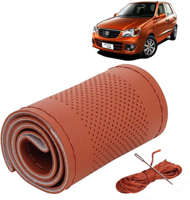 Kingsway Hand Stiched Steering Cover For Maruti Alto K10(Tan Color with Tan Thread, Leatherite)