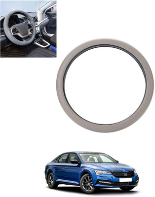 monolive Hand Stiched Steering Cover For Skoda Superb(Silver, Leatherite)