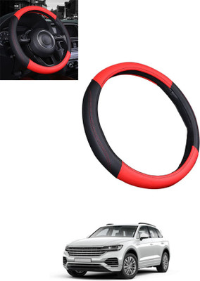 monolive Steering Cover For Volkswagen Touareg(Red, Black, Leatherite)