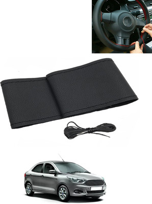 AYW Hand Stiched Steering Cover For Ford Aspire(Black, Leatherite)