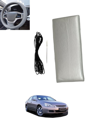 MSNP Hand Stiched Steering Cover For Honda Accord(Silver, Leatherite)