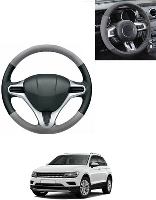 AYW Steering Cover For Volkswagen Universal For Car(Grey/Black, Leatherite)