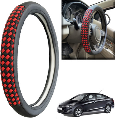 PEEPS STORE Steering Cover For Hyundai Verna Fluidic(Black, Leatherite)