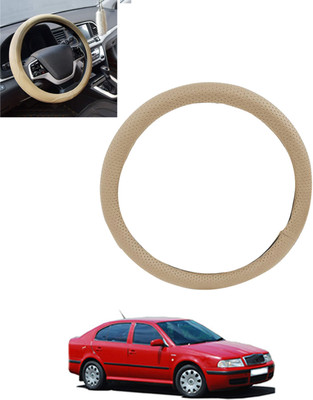monolive Hand Stiched Steering Cover For Skoda Octavia(Beige, Leatherite)