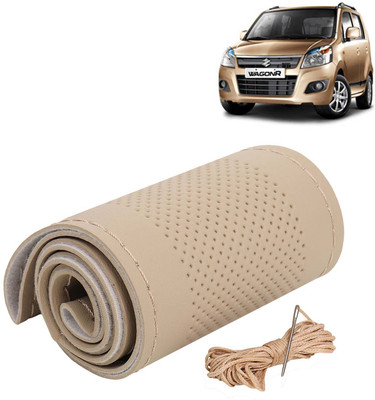 Kingsway Hand Stiched Steering Cover For Maruti WagonR(Beige Color with Beige Thread, Leatherite)