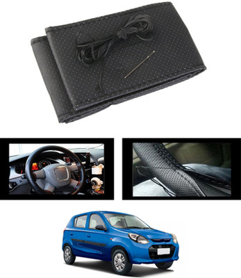 MATIES Hand Stiched Steering Cover For Universal For Car Alto 800(Black, Leatherite)
