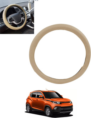 monolive Hand Stiched Steering Cover For Mahindra KUV100(Beige, Leatherite)