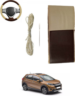 MATIES Hand Stiched Steering Cover For BMW Universal For Car(Beige/Brown, Leatherite)