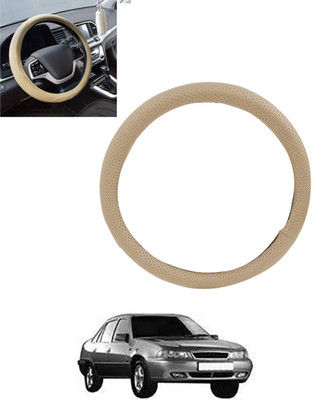 monolive Hand Stiched Steering Cover For Daewoo Cielo(Beige, Leatherite)