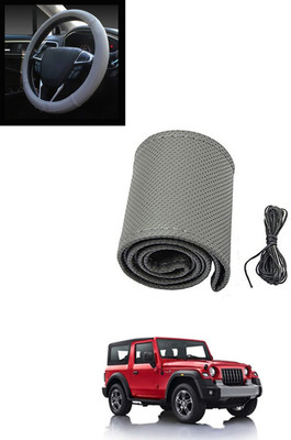 MATIES Hand Stiched Steering Cover For Mahindra Thar(Grey, Leatherite)