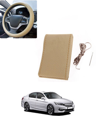 AYW Hand Stiched Steering Cover For Honda Accord(Beige, Leatherite)