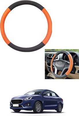 MATIES Steering Cover For Universal For Car Swift Dzire(Tan/Black, Leather)