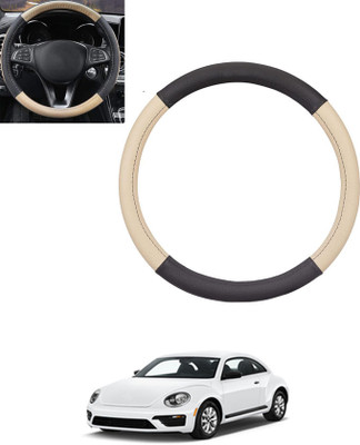 monolive Hand Stiched Steering Cover For Volkswagen Beetle(Beige, Black, Leatherite)