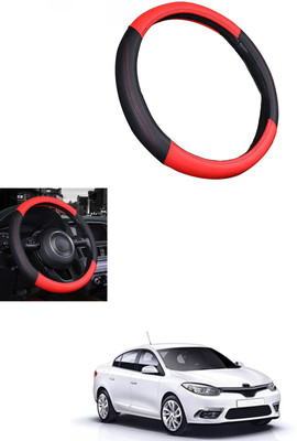 MATIES Steering Cover For Renault Fluence(Red/Black, Leather)