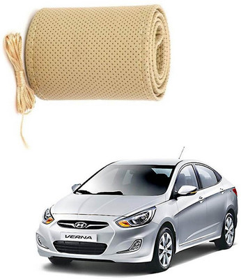 RKPSP Hand Stiched Steering Cover For Universal For Car Verna(Beige, Leatherite)