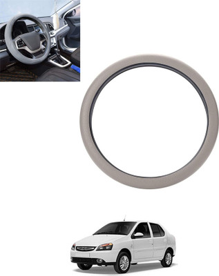 monolive Hand Stiched Steering Cover For Tata Indigo(Silver, Leatherite)