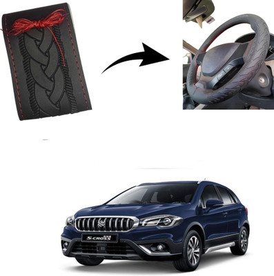 Autoinnovation Hand Stiched Steering Cover For Maruti S-Cross(Black, Leather)