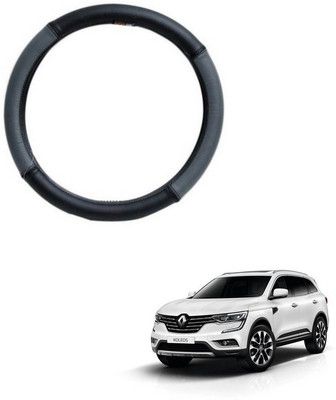 RKPSP Hand Stiched Steering Cover For Universal For Car Koleos(Grey/Black, Leatherite)