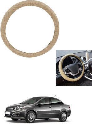 MATIES Steering Cover For Fiat Linea(Beige, Leather)