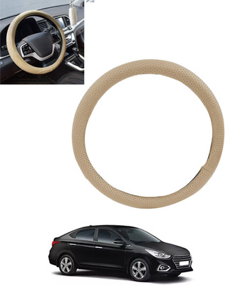 monolive Hand Stiched Steering Cover For Hyundai Verna(Beige, Leatherite)