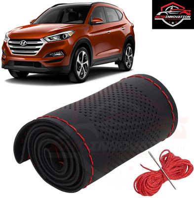 Autoinnovation Hand Stiched Steering Cover For Hyundai Universal For Car(Black, Leather)