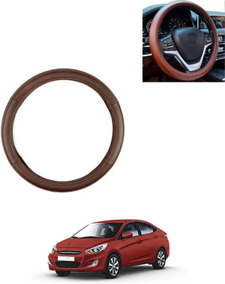 AYW Steering Cover For Hyundai Verna(Brown, Leatherite)